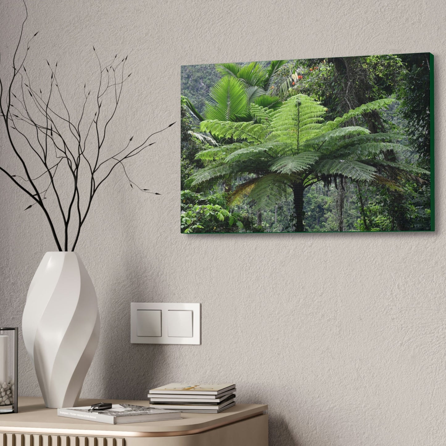 Canvas Stretched - Forest@Home - El Yunque - The most ancient tree is the Fern Palm tree - like the one here millions of years old - Green Forest Home