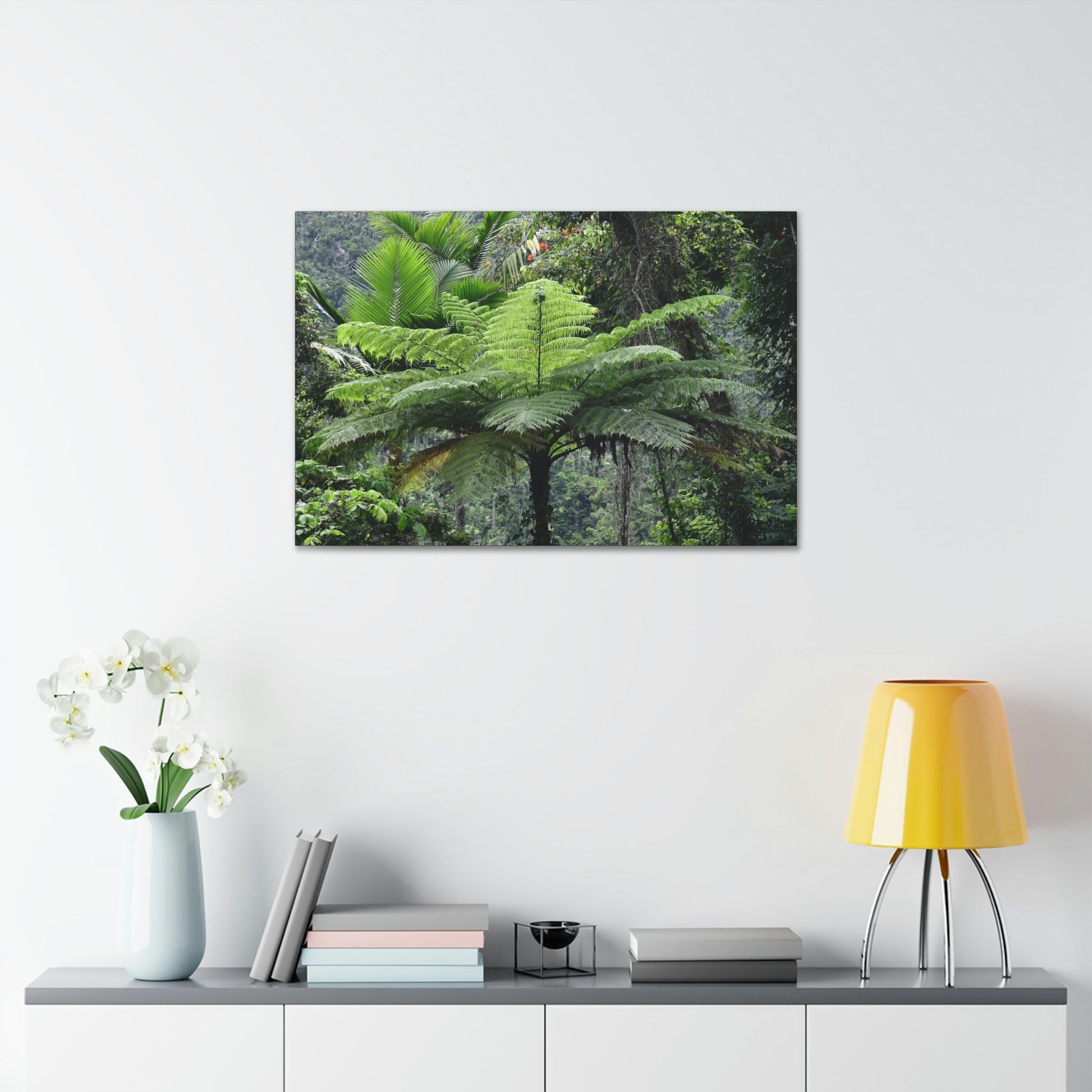Canvas Stretched - Forest@Home - El Yunque - The most ancient tree is the Fern Palm tree - like the one here millions of years old - Green Forest Home