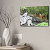 Canvas Stretched - Forest@Home - El Yunque - Yagrumo leaf near palm tree orange roots - Tradewinds - Green Forest Home