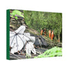 Canvas Stretched - Forest@Home - El Yunque - Yagrumo leaf near palm tree orange roots - Tradewinds - Green Forest Home
