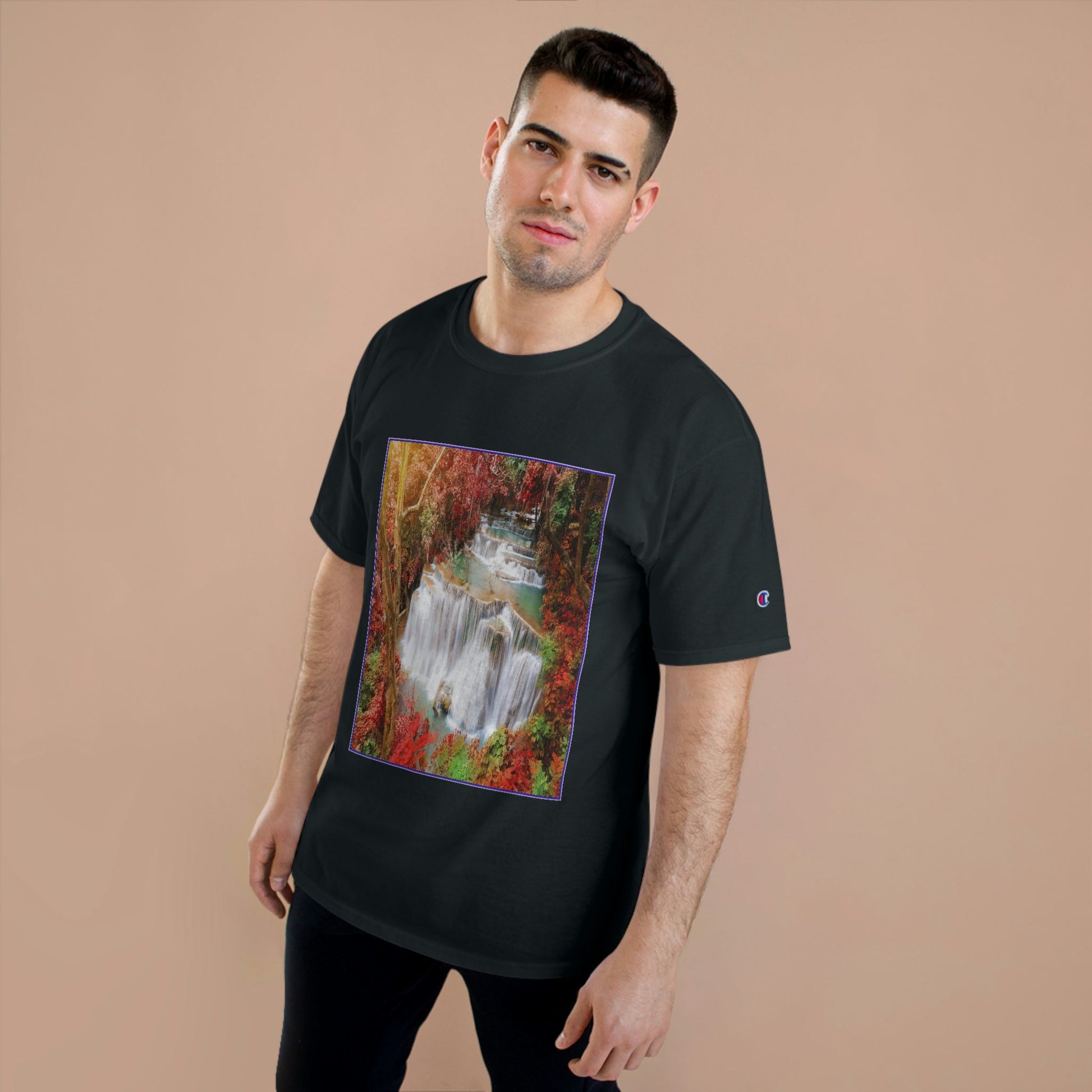 Champion T-Shirt - Deep forest waterfall in autumn scene at Huay Mae Kamin waterfall National Park Kanjanaburi - Thailand ASIA - Green Forest Home