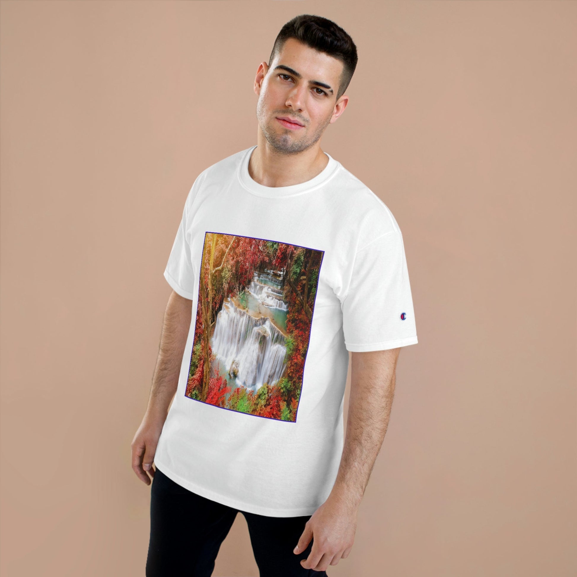 Champion T-Shirt - Deep forest waterfall in autumn scene at Huay Mae Kamin waterfall National Park Kanjanaburi - Thailand ASIA - Green Forest Home