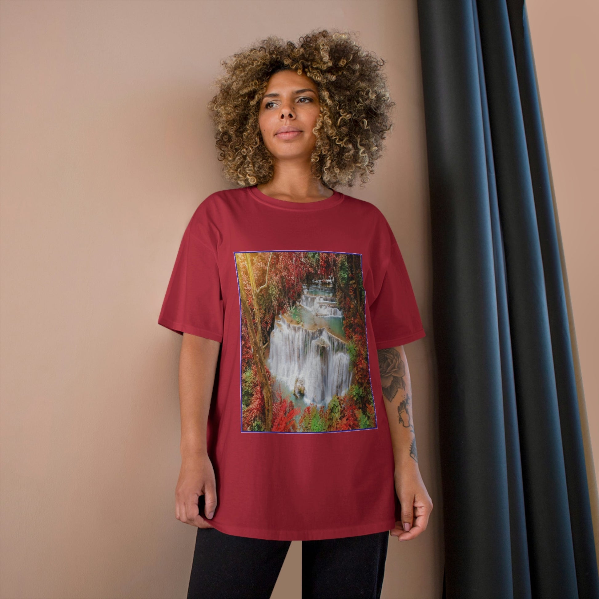 Champion T-Shirt - Deep forest waterfall in autumn scene at Huay Mae Kamin waterfall National Park Kanjanaburi - Thailand ASIA - Green Forest Home