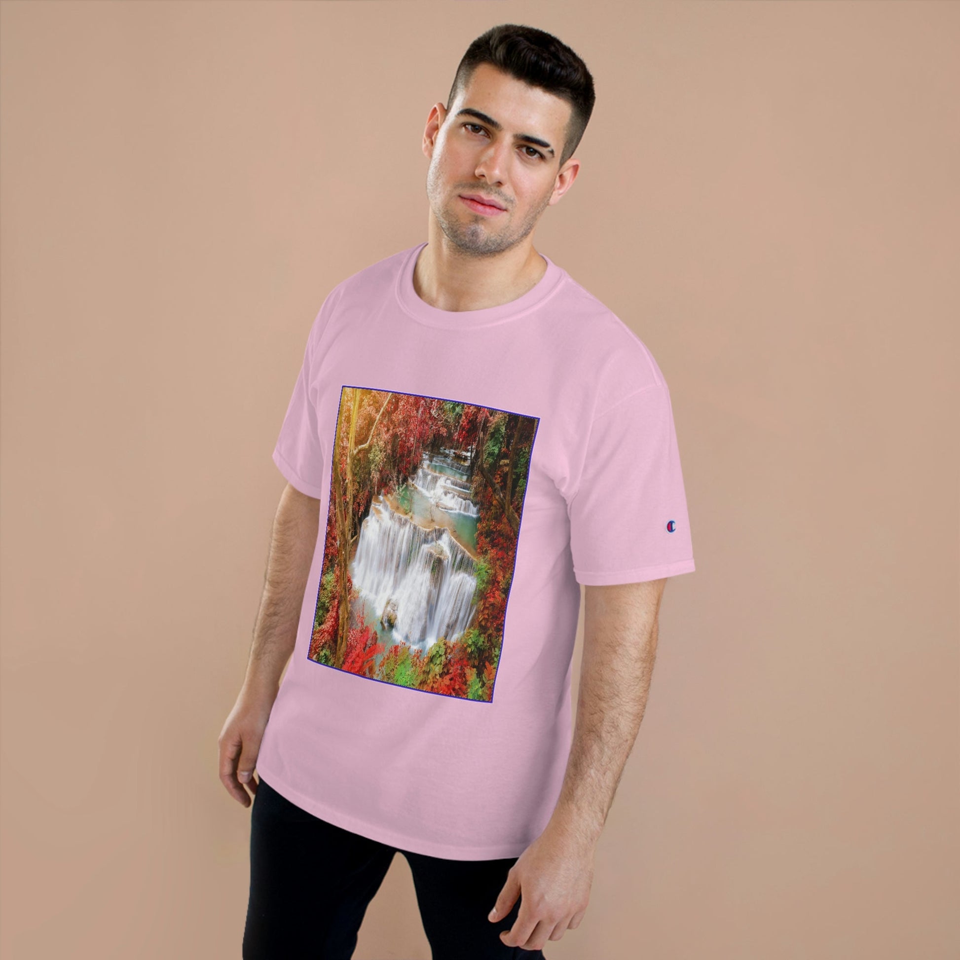 Champion T-Shirt - Deep forest waterfall in autumn scene at Huay Mae Kamin waterfall National Park Kanjanaburi - Thailand ASIA - Green Forest Home