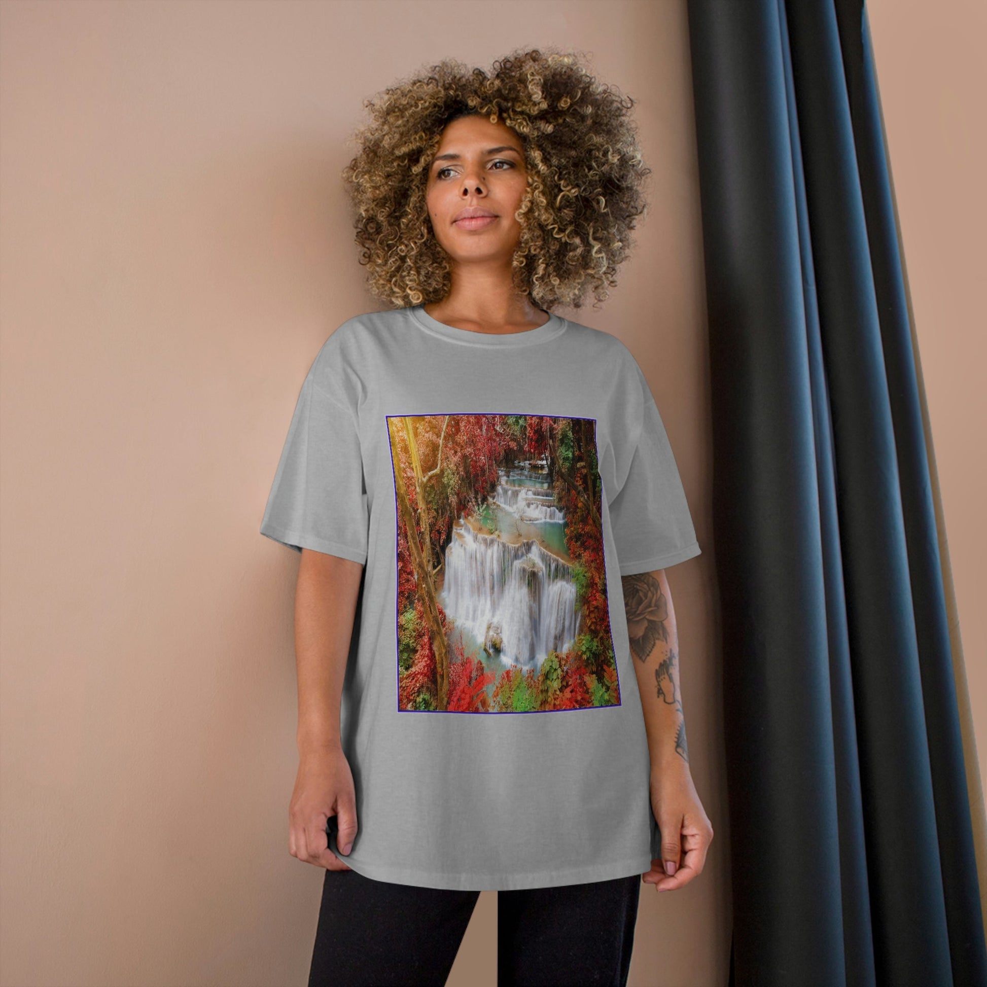 Champion T-Shirt - Deep forest waterfall in autumn scene at Huay Mae Kamin waterfall National Park Kanjanaburi - Thailand ASIA - Green Forest Home