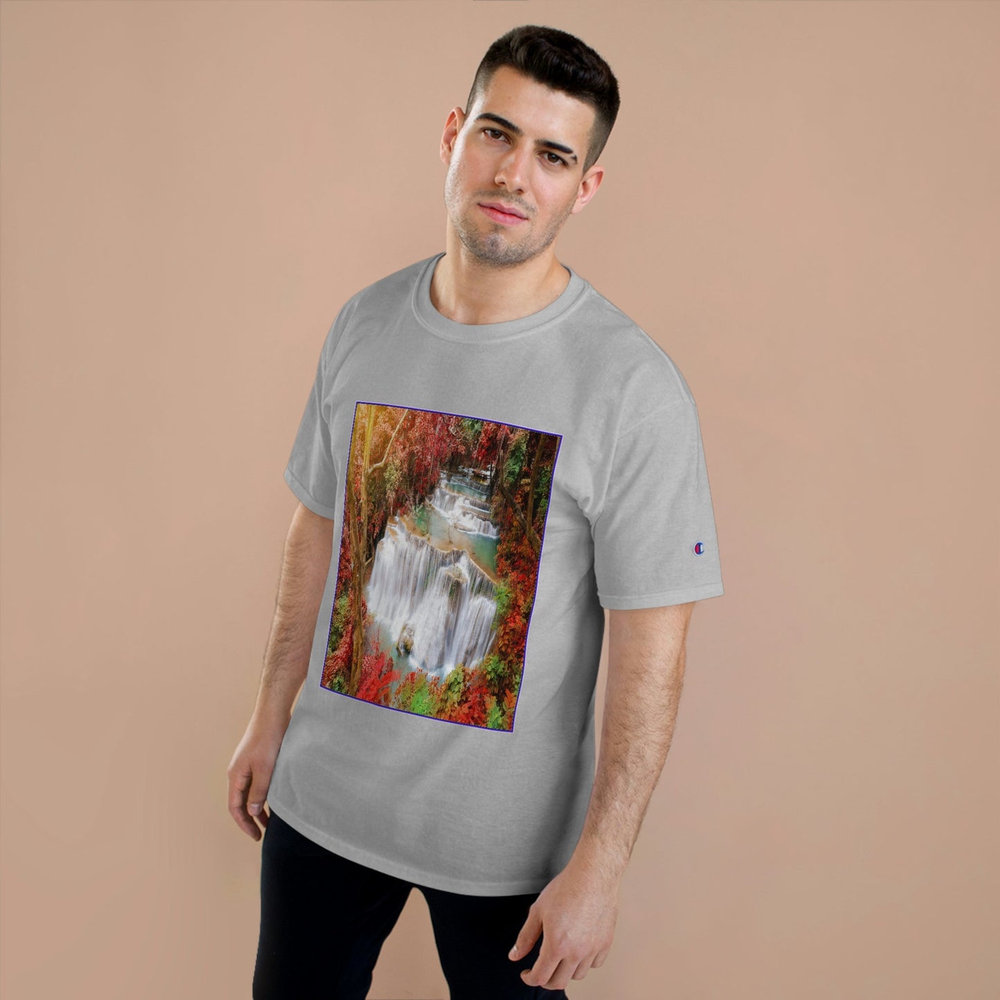 Champion T-Shirt - Deep forest waterfall in autumn scene at Huay Mae Kamin waterfall National Park Kanjanaburi - Thailand ASIA - Green Forest Home