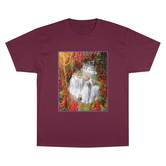 Champion T-Shirt - Deep forest waterfall in autumn scene at Huay Mae Kamin waterfall National Park Kanjanaburi - Thailand ASIA - Green Forest Home
