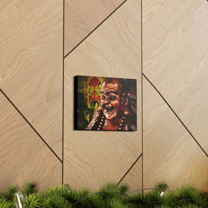 CHINA - SMALL Canvas Gallery Wraps - Bronze Coloured Budai Statue at a Taoist Shrine - Budai is Commonly Known as the Laughing Buddha - Green Forest Home