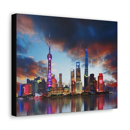 CHINA - SMALL Canvas Gallery Wraps - China Shanghai unique skyline - Green Forest Home
