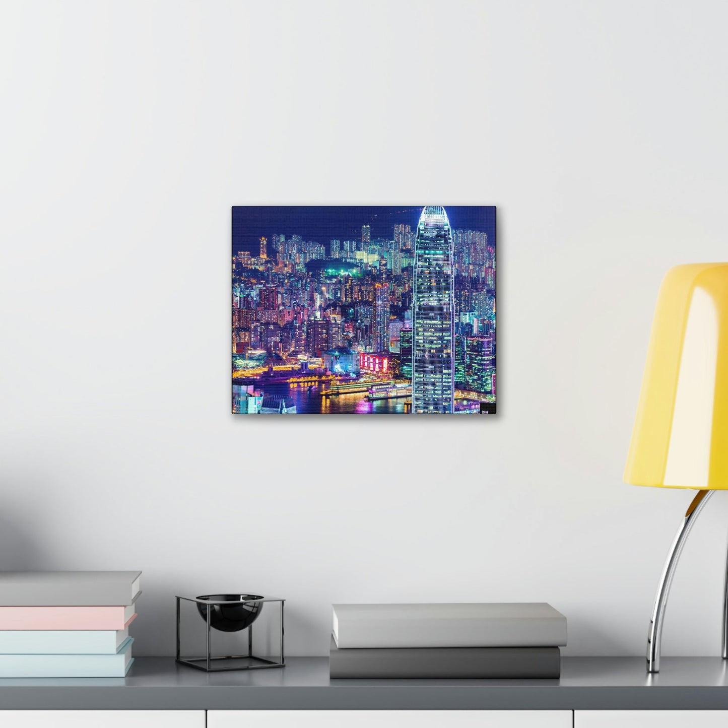 CHINA - SMALL Canvas Gallery Wraps - Lights of Hong Kong city at night viewed from Victoria Peak, China. HK - Green Forest Home