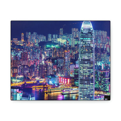 CHINA - SMALL Canvas Gallery Wraps - Lights of Hong Kong city at night viewed from Victoria Peak, China. HK - Green Forest Home