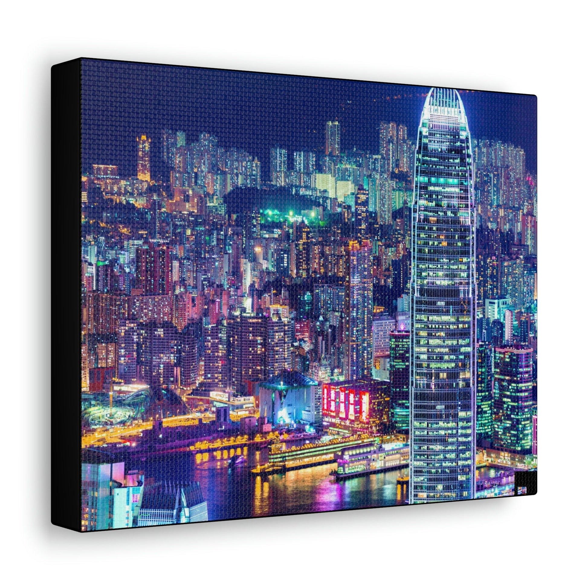 CHINA - SMALL Canvas Gallery Wraps - Lights of Hong Kong city at night viewed from Victoria Peak, China. HK - Green Forest Home