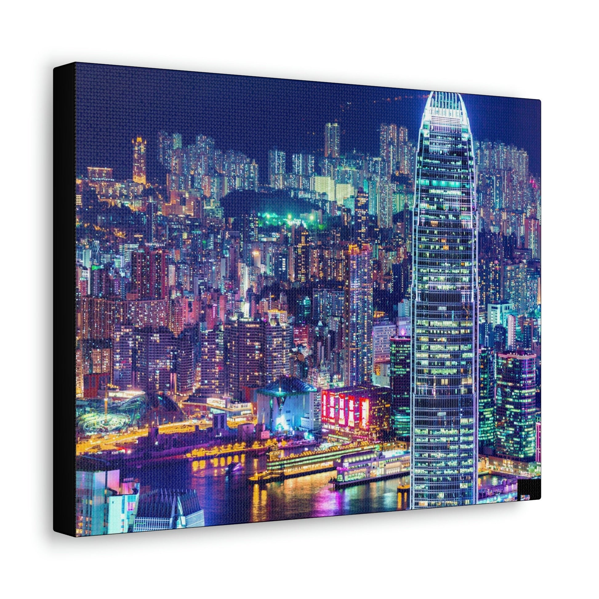 CHINA - SMALL Canvas Gallery Wraps - Lights of Hong Kong city at night viewed from Victoria Peak, China. HK - Green Forest Home