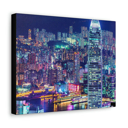 CHINA - SMALL Canvas Gallery Wraps - Lights of Hong Kong city at night viewed from Victoria Peak, China. HK - Green Forest Home
