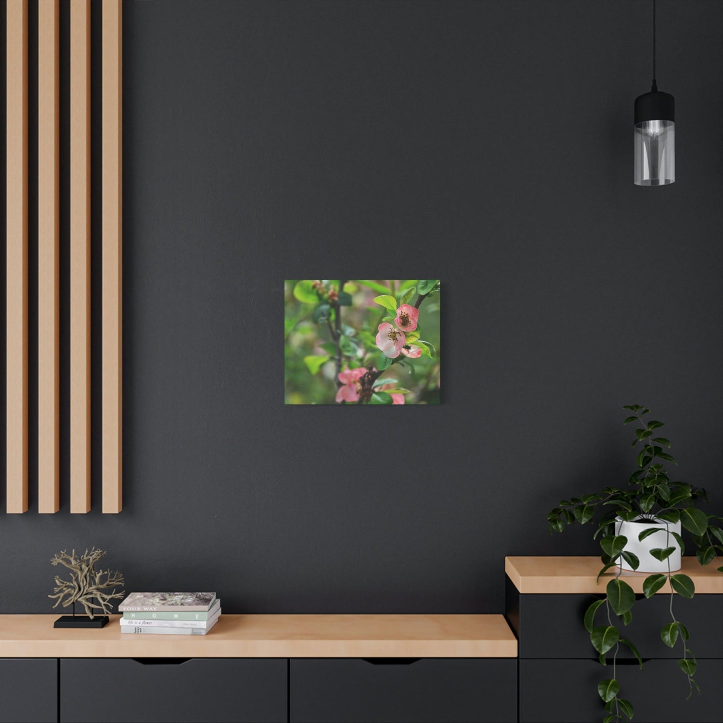 Classic Canvas - Flowering quince ( Chaenomeles speciosa ) flowers. Japan. - Multiple sizes - green sides - great quality - Green Forest Home