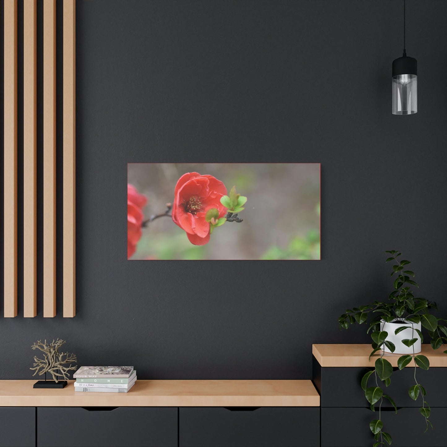 Classic Canvas - Flowering quince ( Chaenomeles speciosa ) flowers. Japan. - Multiple sizes - red sides - great quality - Green Forest Home