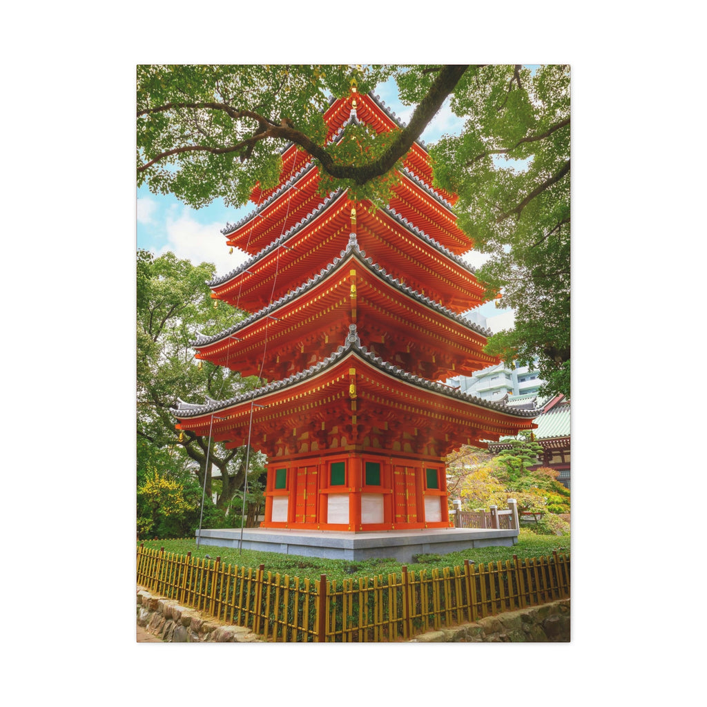 Classic Canvas - Tochoji Temple located in Hakata district - Japan - Multiple sizes - red sides - great quality - Green Forest Home