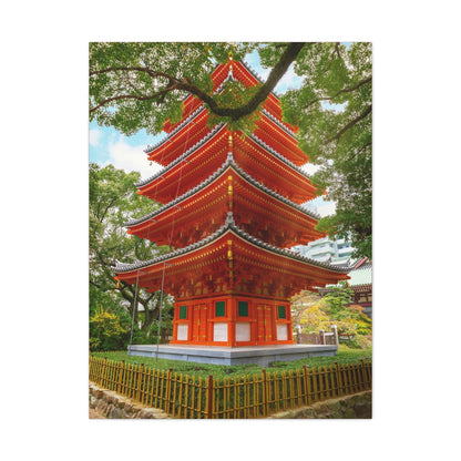 Classic Canvas - Tochoji Temple located in Hakata district - Japan - Multiple sizes - red sides - great quality - Green Forest Home