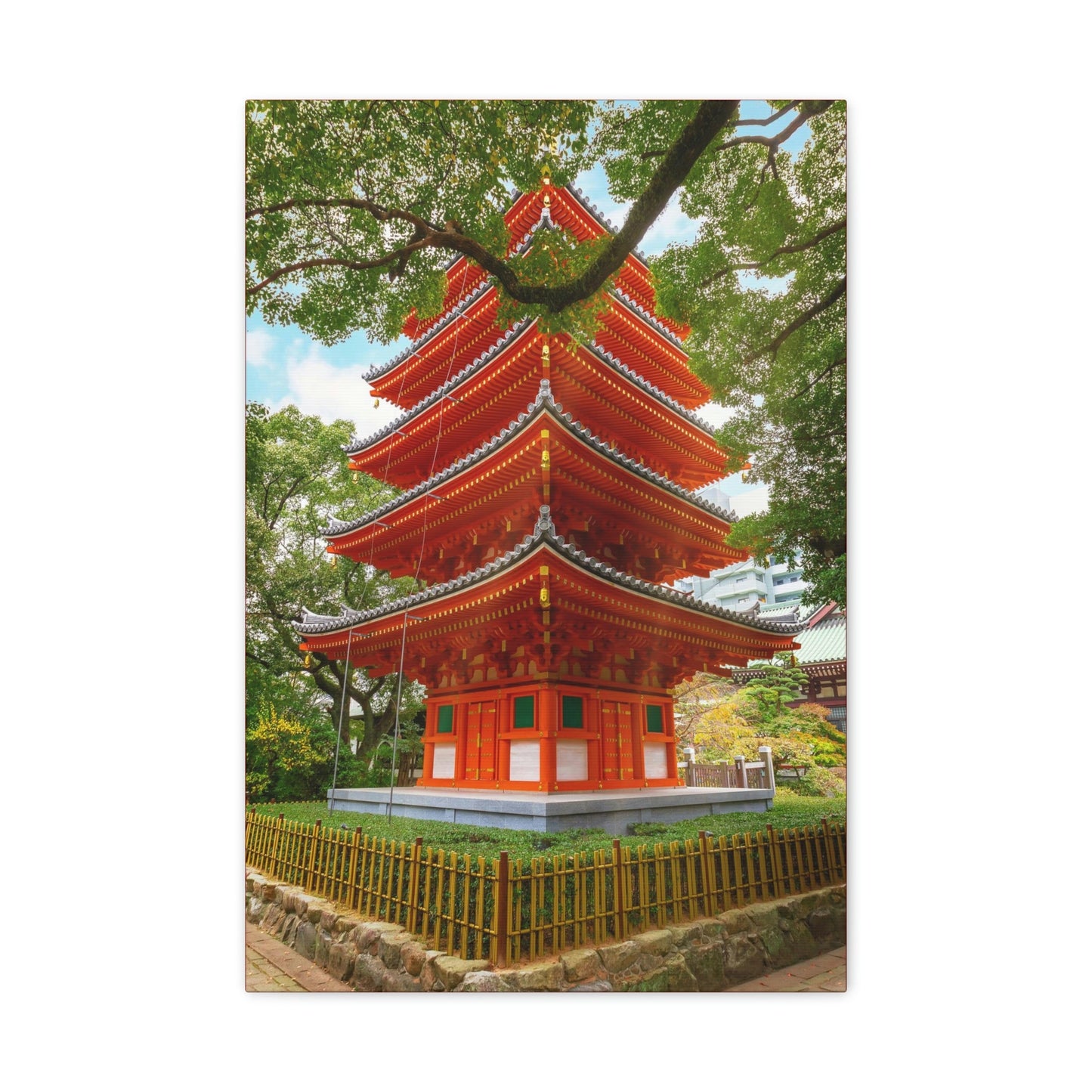 Classic Canvas - Tochoji Temple located in Hakata district - Japan - Multiple sizes - red sides - great quality - Green Forest Home