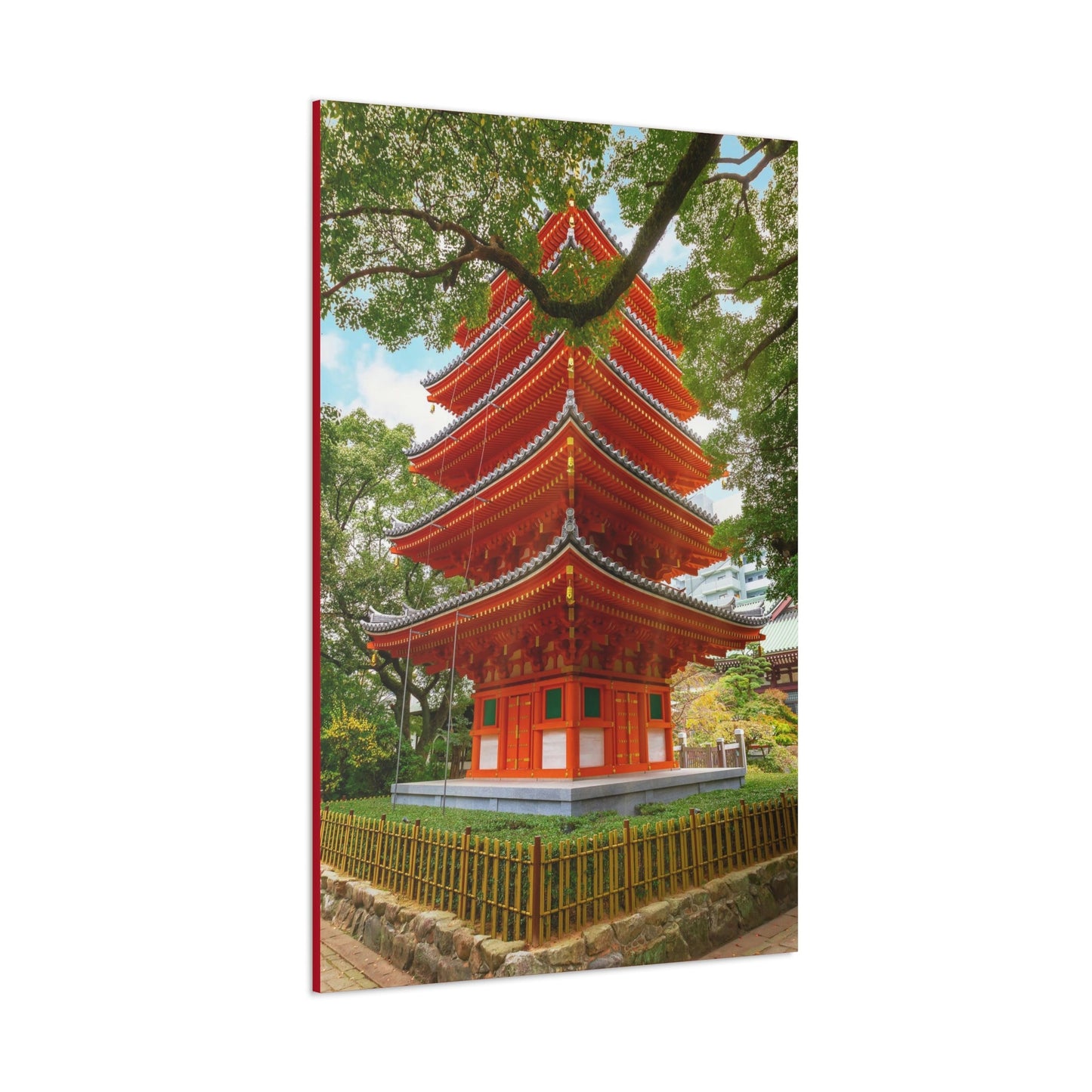 Classic Canvas - Tochoji Temple located in Hakata district - Japan - Multiple sizes - red sides - great quality - Green Forest Home