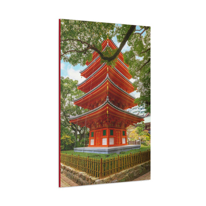 Classic Canvas - Tochoji Temple located in Hakata district - Japan - Multiple sizes - red sides - great quality - Green Forest Home