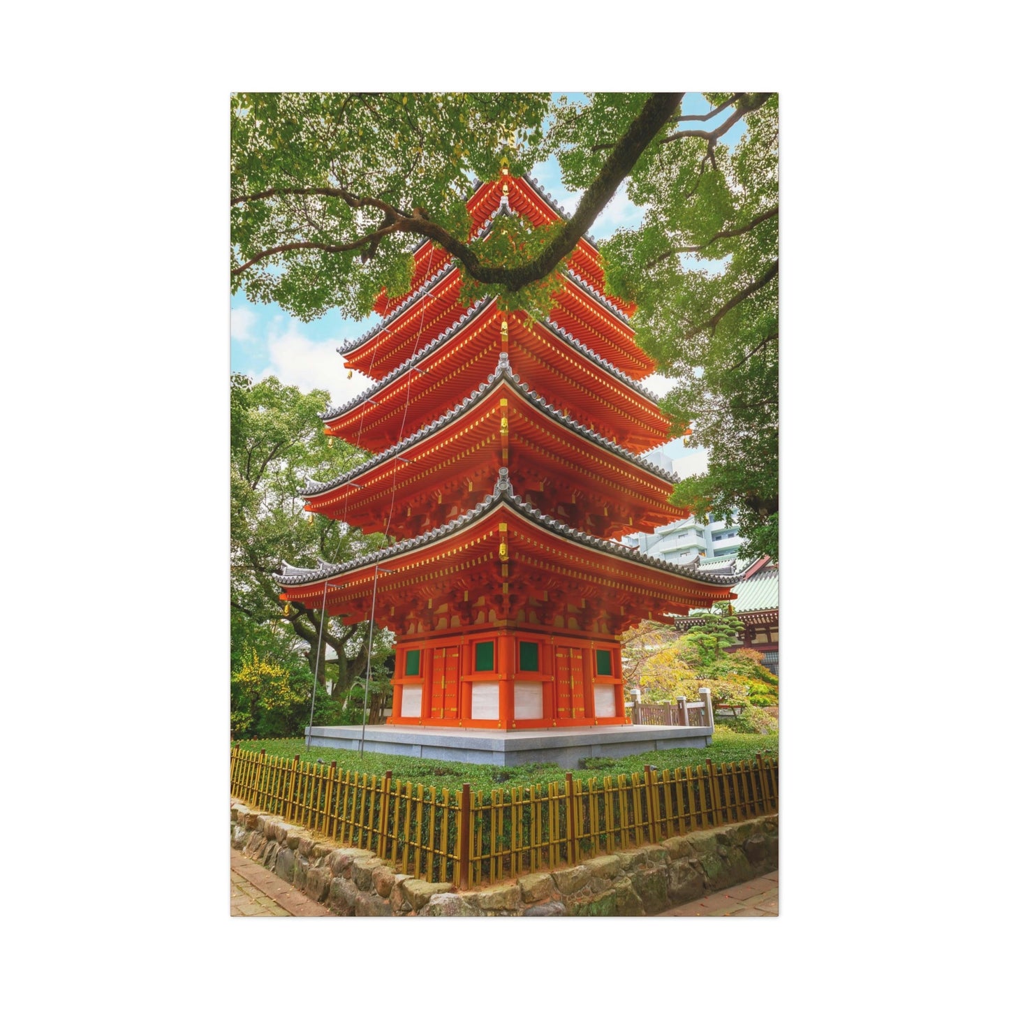 Classic Canvas - Tochoji Temple located in Hakata district - Japan - Multiple sizes - red sides - great quality - Green Forest Home