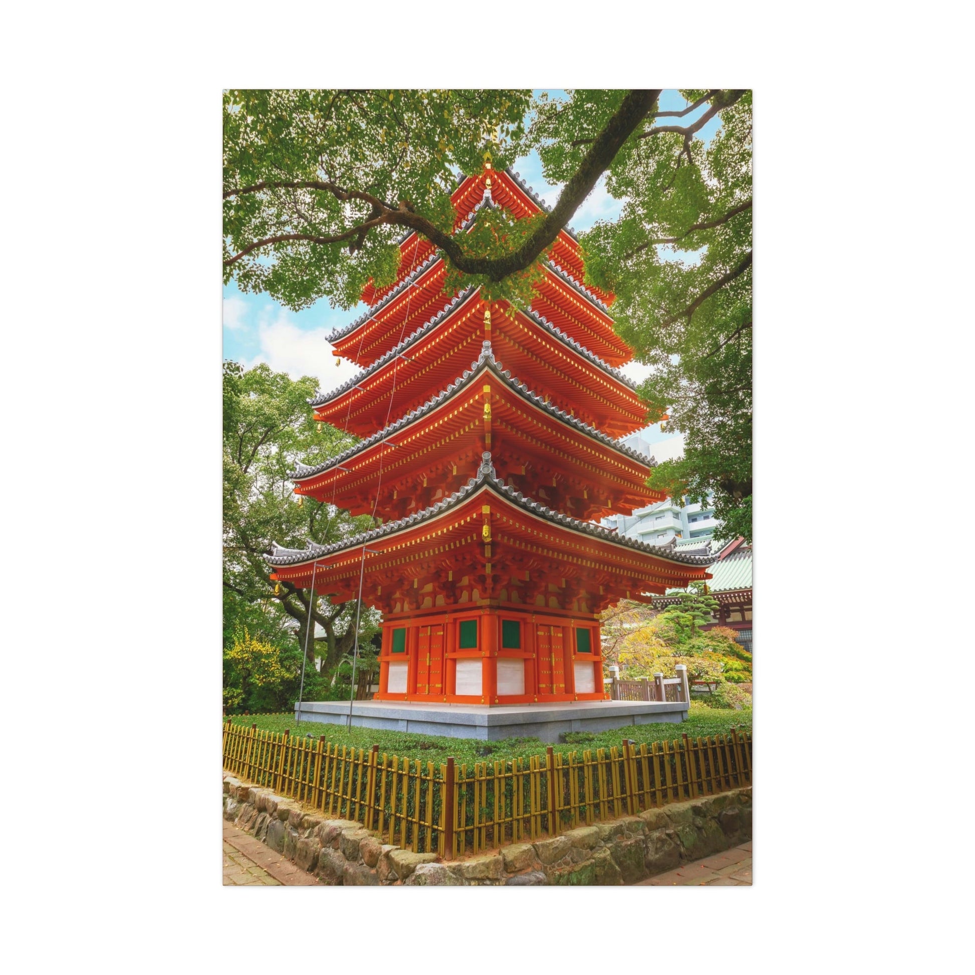 Classic Canvas - Tochoji Temple located in Hakata district - Japan - Multiple sizes - red sides - great quality - Green Forest Home