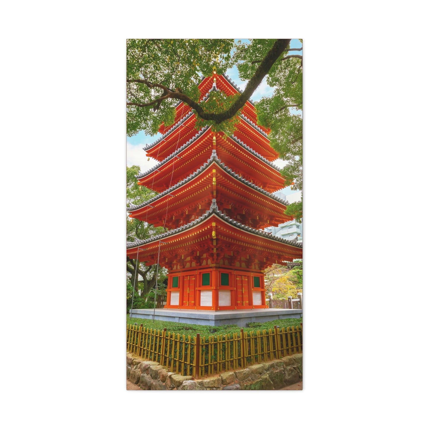 Classic Canvas - Tochoji Temple located in Hakata district - Japan - Multiple sizes - red sides - great quality - Green Forest Home