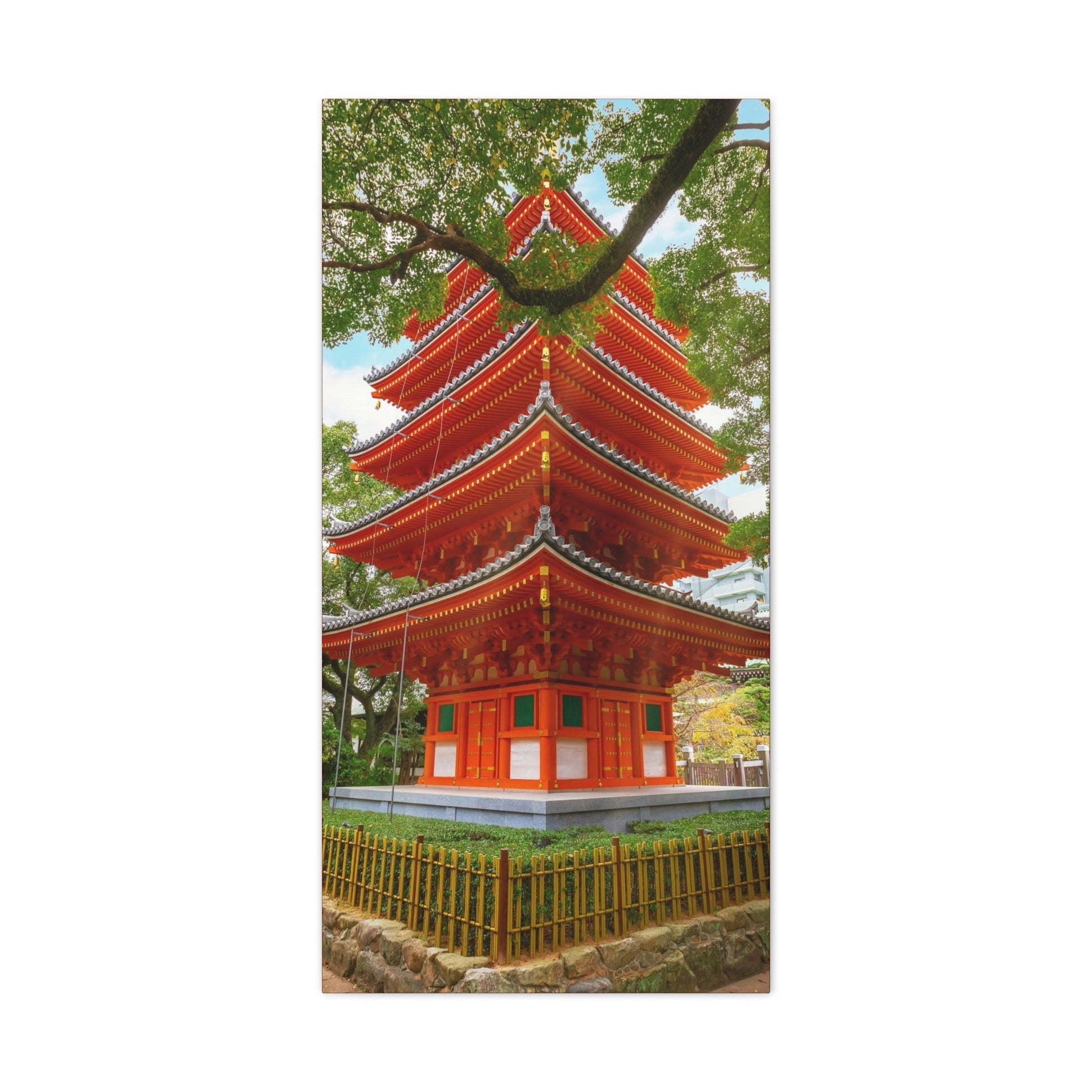 Classic Canvas - Tochoji Temple located in Hakata district - Japan - Multiple sizes - red sides - great quality - Green Forest Home