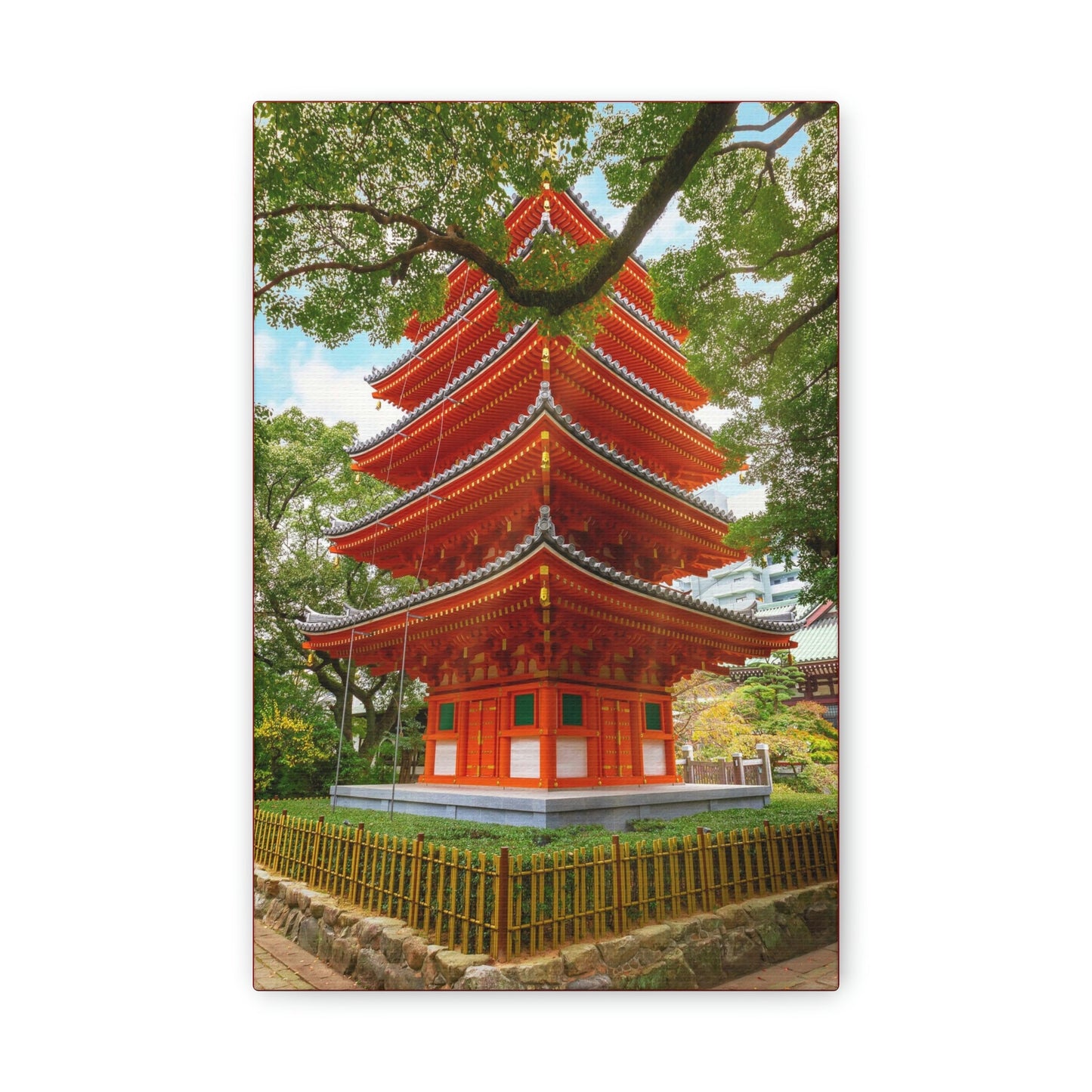 Classic Canvas - Tochoji Temple located in Hakata district - Japan - Multiple sizes - red sides - great quality - Green Forest Home