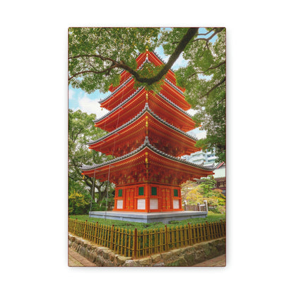 Classic Canvas - Tochoji Temple located in Hakata district - Japan - Multiple sizes - red sides - great quality - Green Forest Home