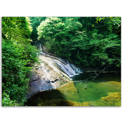 Classic Matte Paper Poster - Beautiful yoro keikoku valley waterfall under morning sun in Chiba Prefecture JAPAN - Green Forest Home