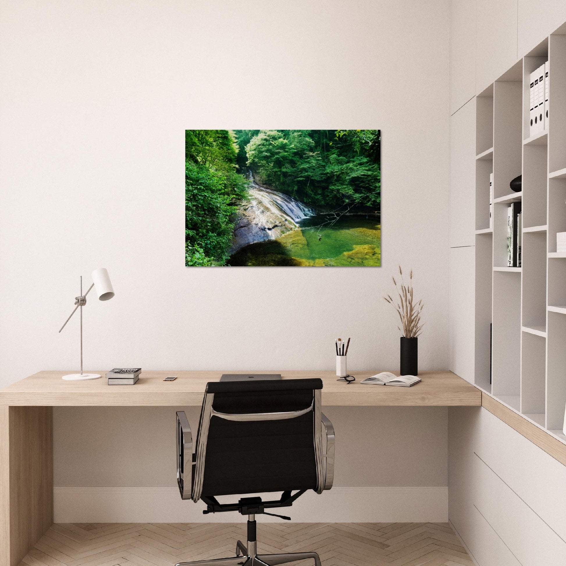 Classic Matte Paper Poster - Beautiful yoro keikoku valley waterfall under morning sun in Chiba Prefecture JAPAN - Green Forest Home
