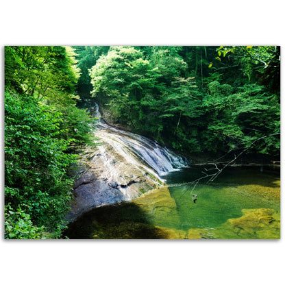 Classic Matte Paper Poster - Beautiful yoro keikoku valley waterfall under morning sun in Chiba Prefecture JAPAN - Green Forest Home