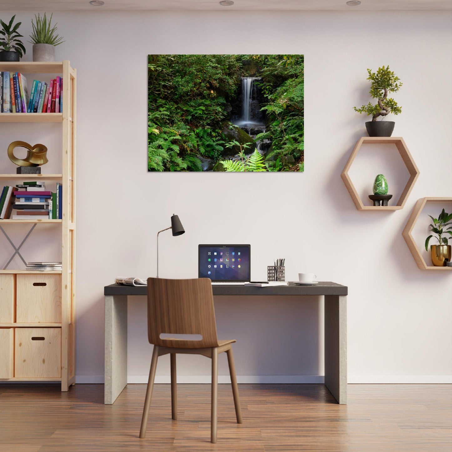 Classic Matte Paper Poster - Scene with mystical waterfall and tropical forest - JAPAN - Green Forest Home
