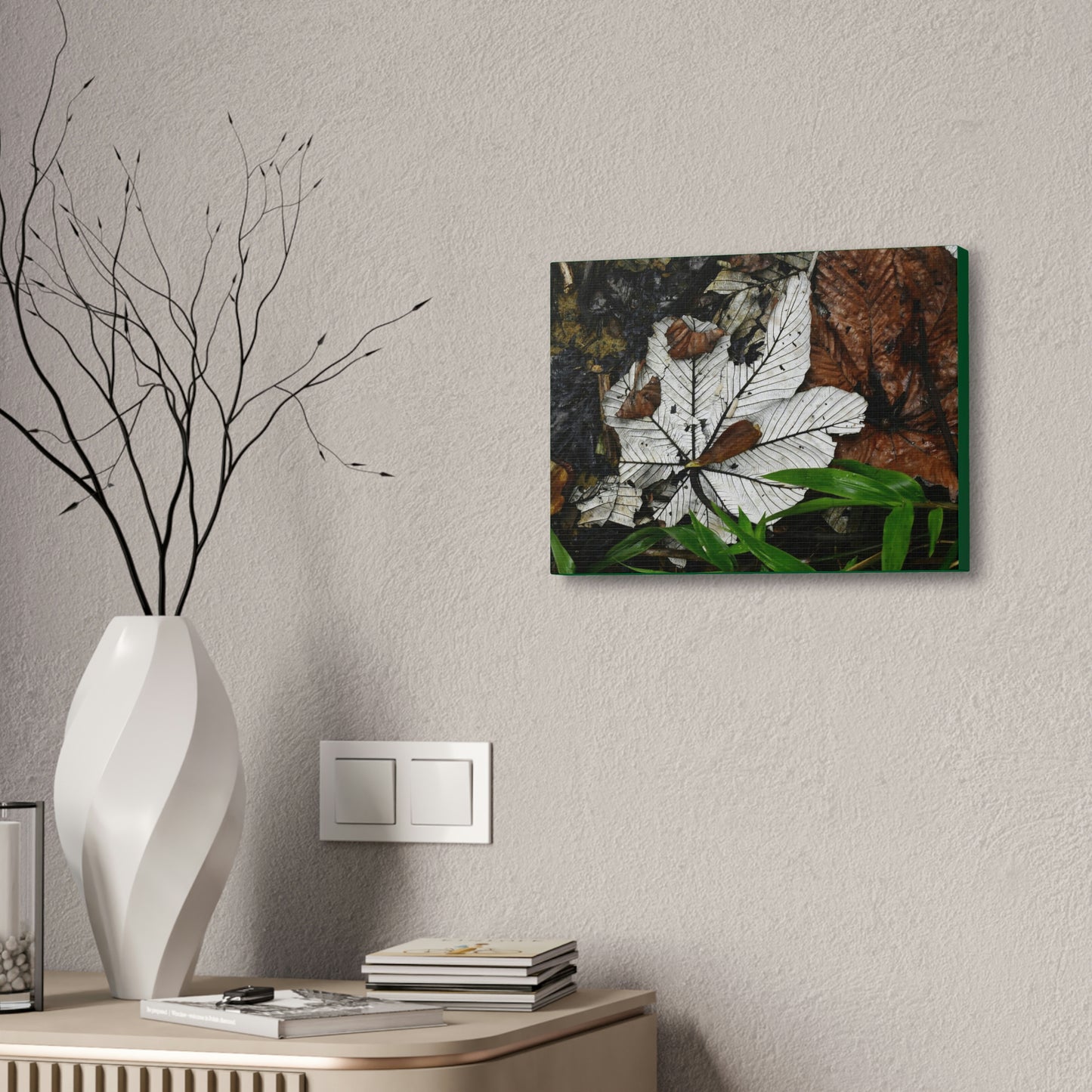Canvas Stretched - Forest@Home - El Yunque - Recovering from Hurricane Maria - Fallen Yagrumo leafs - their two sides - Tradewinds