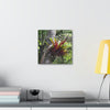 DEAL - Thin Canvas - Stretched, 0.75" - Small Sizes - Ideal for Wall Forest Mosaics - Leaves of El Yunque - Red Bromeliad - air plant - Green Forest Home
