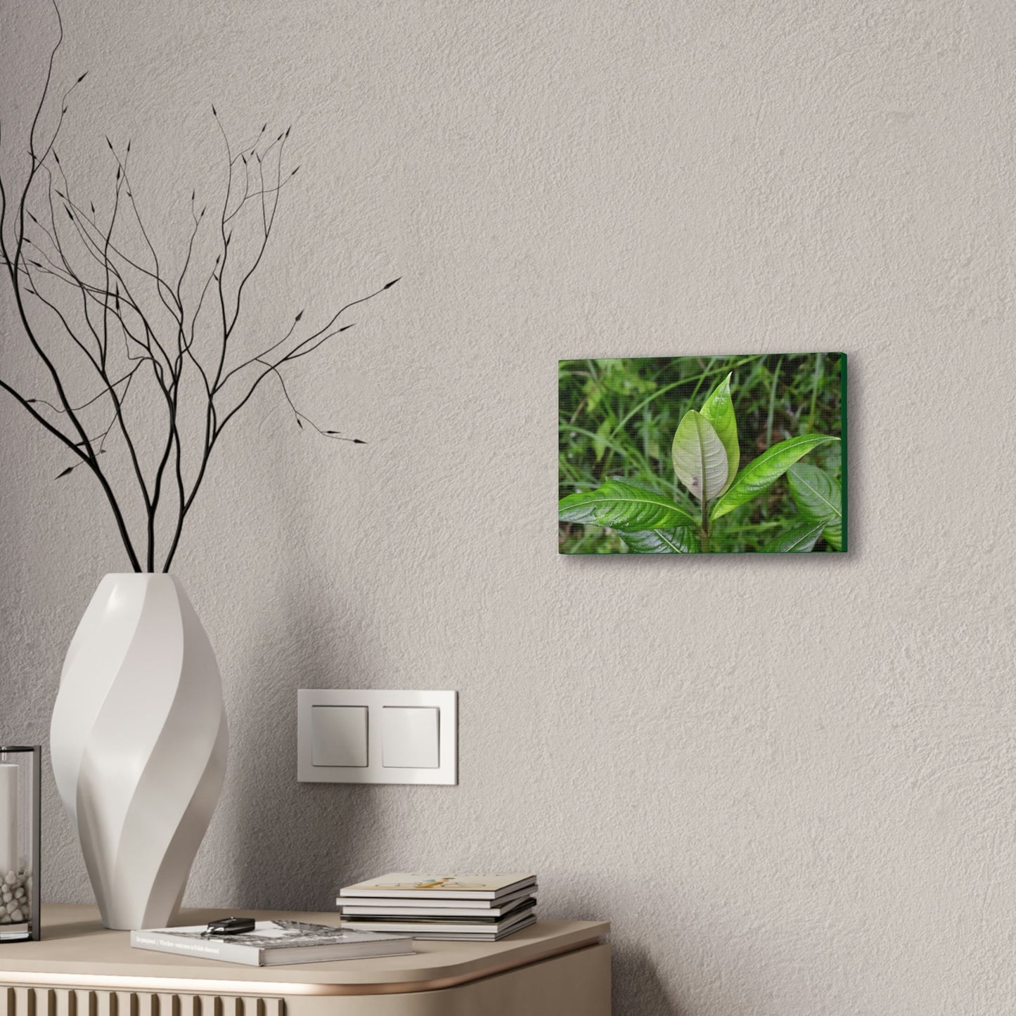 Deals on Thin Canvas - Stretched, 0.75" - Small Sizes Horizontal - Ideal for Wall Forest Mosaics - Cluster of Common Yunque Plants - Green Forest Home