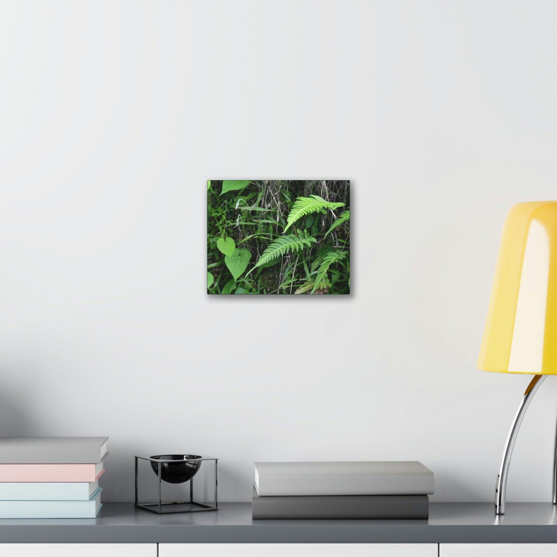 Deals on Thin Canvas - Stretched, 0.75" - Small Sizes Horizontal - Ideal for Wall Forest Mosaics - Cluster of Fern Leaves - Green Forest Home