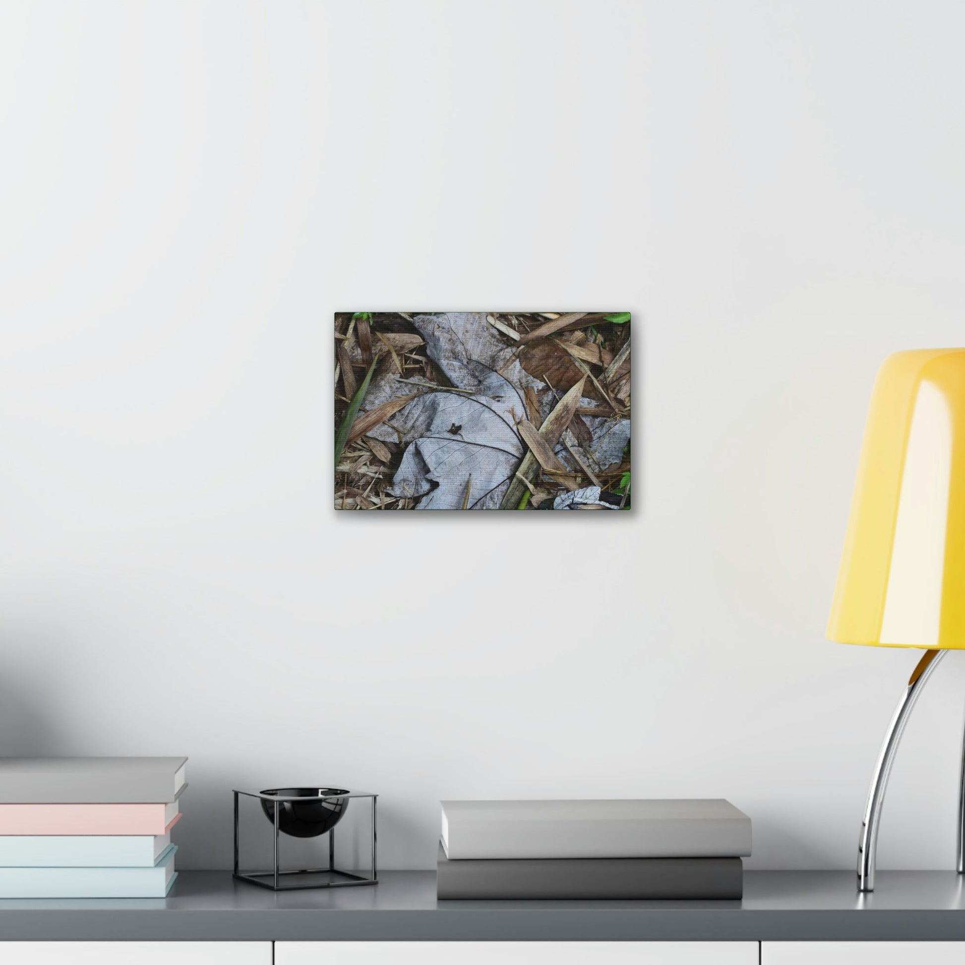 Deals on Thin Canvas - Stretched, 0.75" - Small Sizes Horizontal - Ideal for Wall Forest Mosaics - Dry Bamboo and Yagrumo leaves - Green Forest Home
