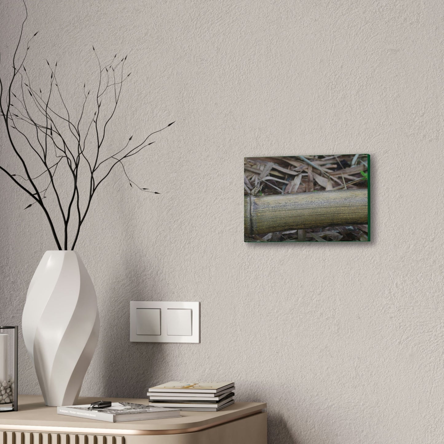 Deals on Thin Canvas - Stretched, 0.75" - Small Sizes Horizontal - Ideal for Wall Forest Mosaics - Dry Bamboo trunk and leaves - Green Forest Home