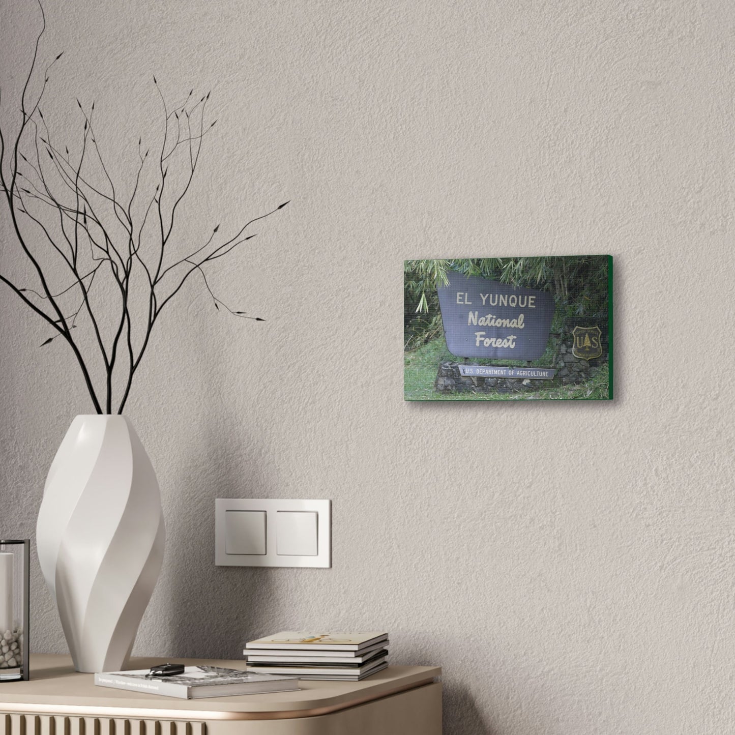 Deals on Thin Canvas - Stretched, 0.75" - Small Sizes Horizontal - Ideal for Wall Forest Mosaics - EYNF Entrance Sign - Rio Sabana Park - Green Forest Home