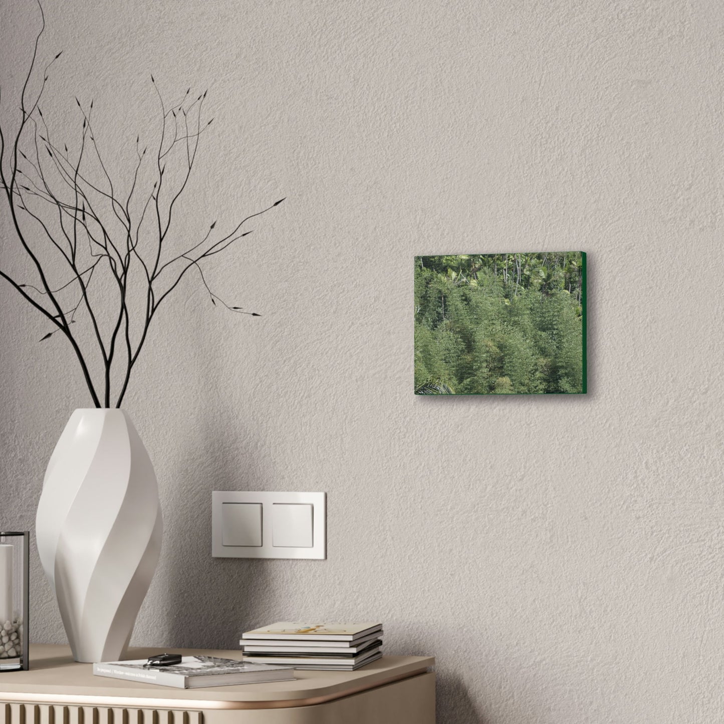 Deals on Thin Canvas - Stretched, 0.75" - Small Sizes Horizontal - Ideal for Wall Forest Mosaics - Large Bamboo Cluster near Rio Blanco - Green Forest Home