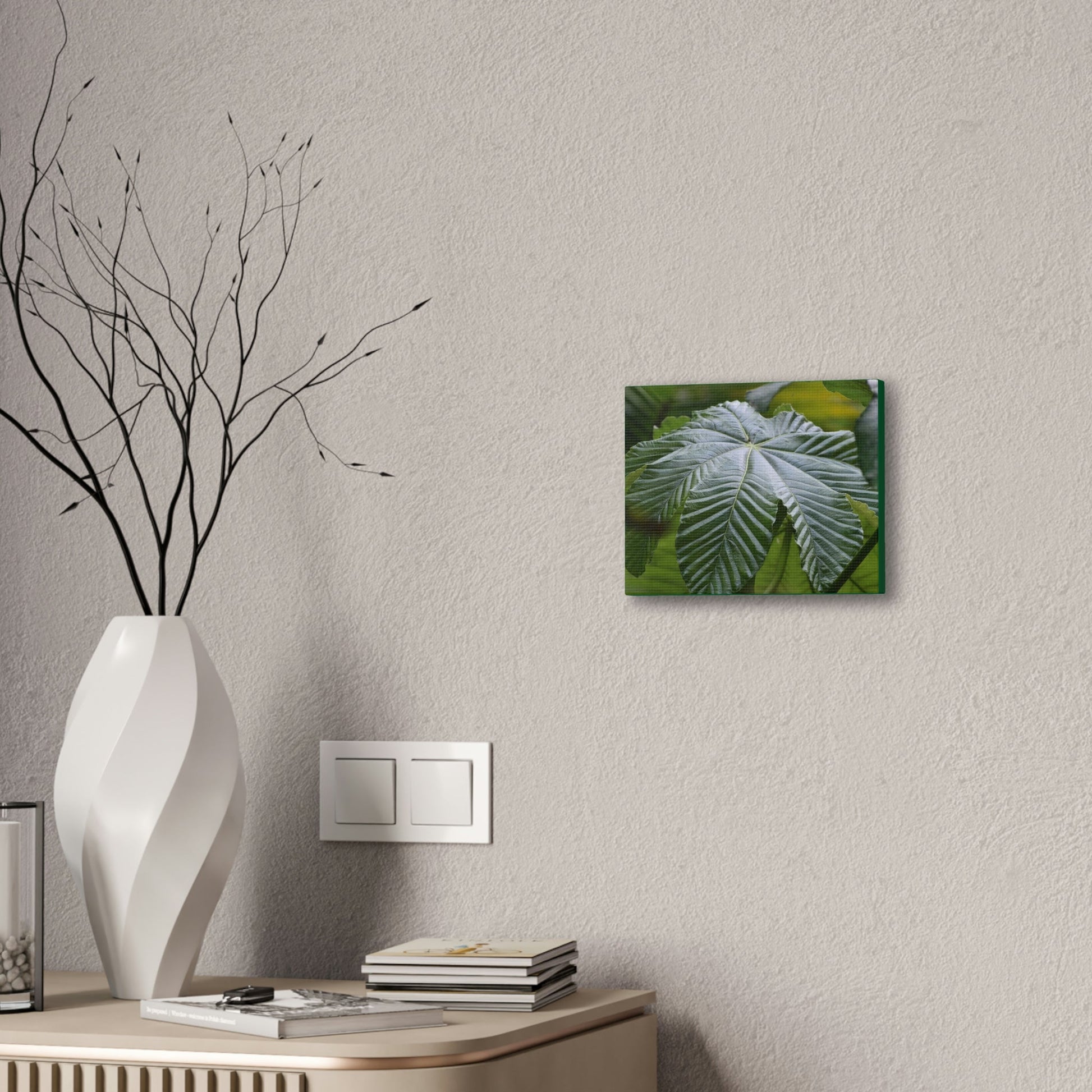 Deals on Thin Canvas - Stretched, 0.75" - Small Sizes Horizontal - Ideal for Wall Forest Mosaics - Lonely fern and foliage on the ground - Green Forest Home