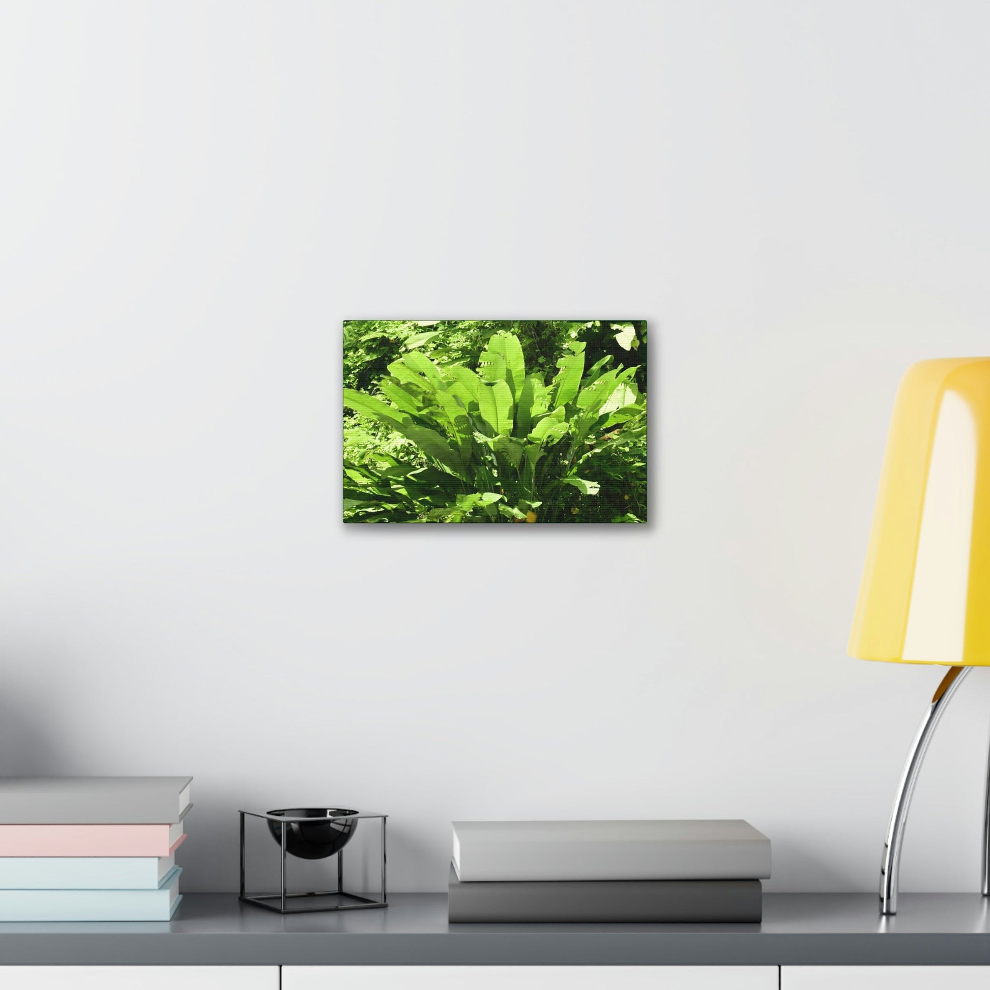 Deals on Thin Canvas - Stretched, 0.75" - Small Sizes Horizontal - Ideal for Wall Forest Mosaics - Primitive Banana plants leaves under the sun - Green Forest Home