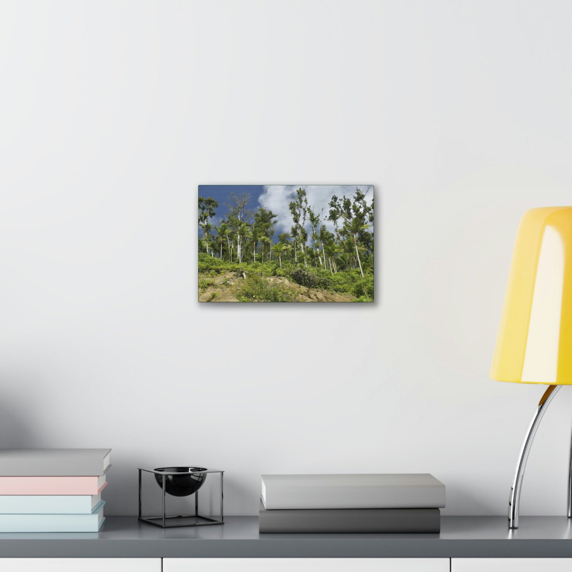 Deals on Thin Canvas - Stretched, 0.75" - Small Sizes Horizontal - Ideal for Wall Forest Mosaics - Rio Sabana Park Landslide on Main Road - Green Forest Home