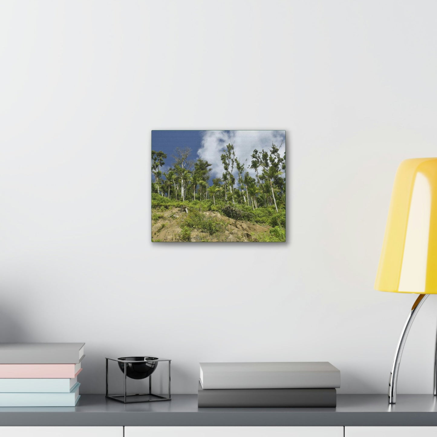 Deals on Thin Canvas - Stretched, 0.75" - Small Sizes Horizontal - Ideal for Wall Forest Mosaics - Rio Sabana Park Landslide on Main Road - Green Forest Home