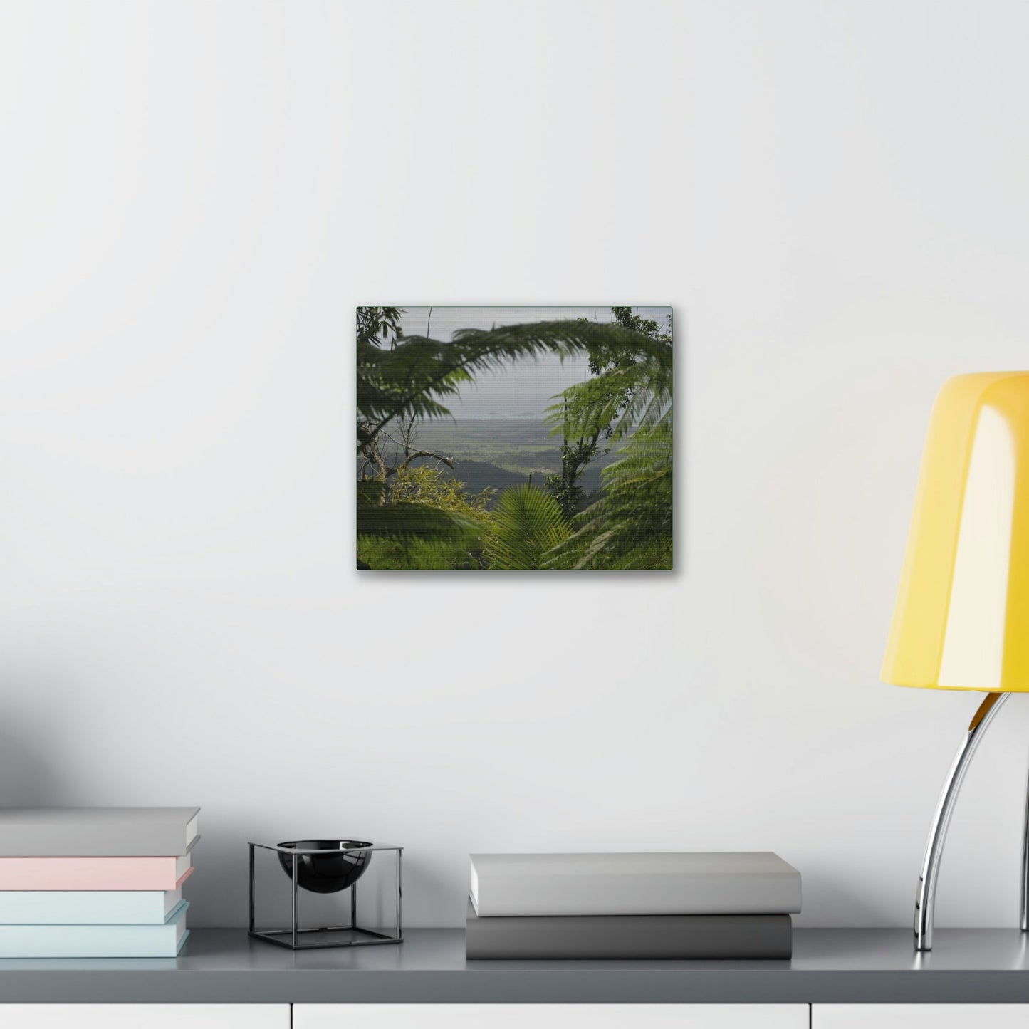 Deals on Thin Canvas - Stretched, 0.75" - Small Sizes Horizontal - Ideal for Wall Forest Mosaics - Rio Sabana Trail view of Naguabo & Ocean - Green Forest Home