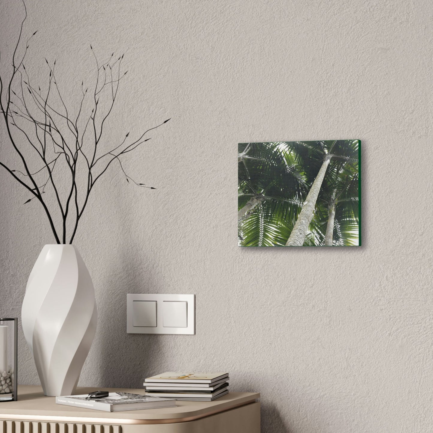 Deals on Thin Canvas - Stretched, 0.75" - Small Sizes Horizontal - Ideal for Wall Forest Mosaics - Sierra Palm Canopy - Rio Sabana Park - Green Forest Home