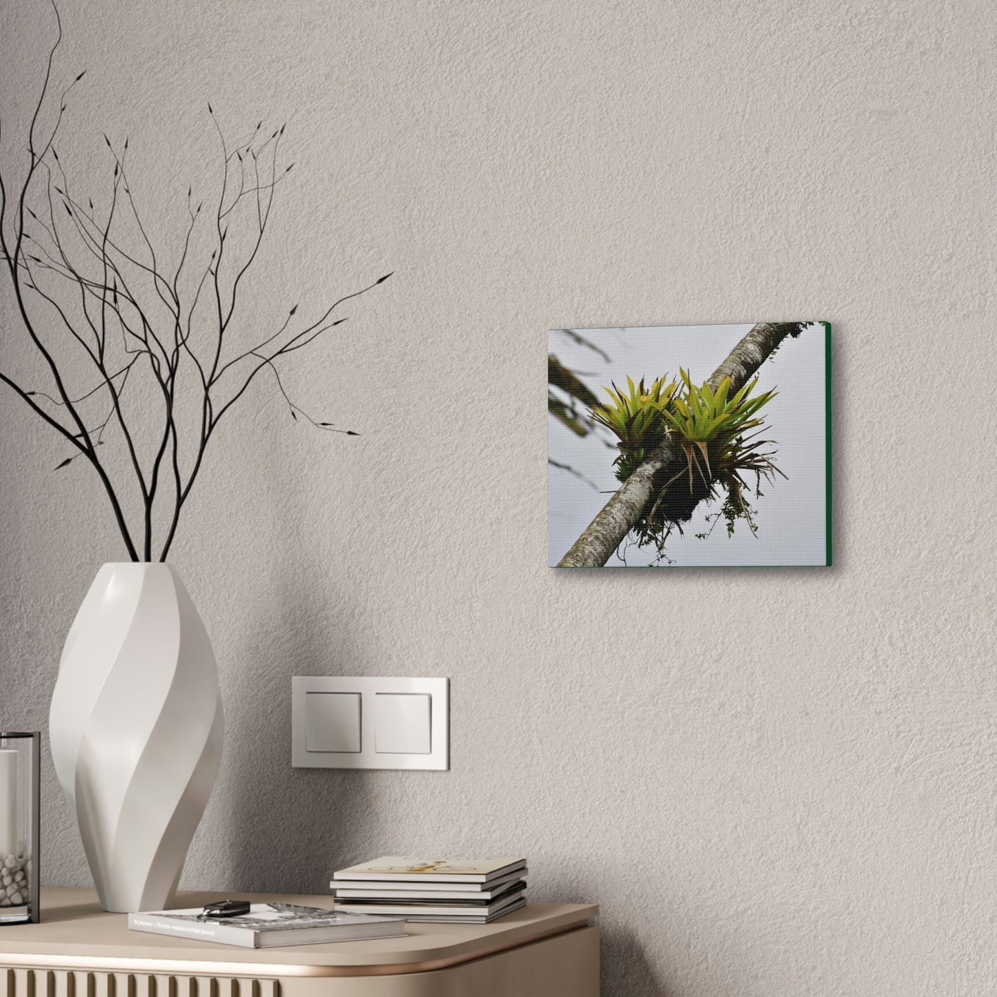 Deals on Thin Canvas - Stretched, 0.75" - Small Sizes Horizontal - Ideal for Wall Forest Mosaics - Surviving Sierra Palm with Bromeliad - Green Forest Home
